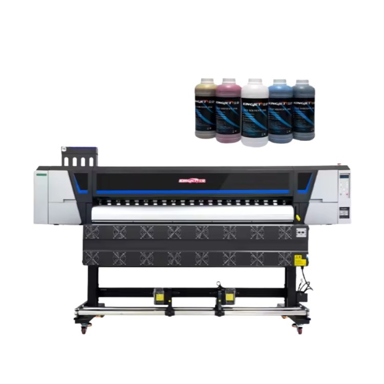 Kingjet 4 Color Print and Cut Canvas Oil Painting Vinyl Sticker Flex Banner Eco Solvent Printer for Dx5 Xp600 Printing Machine